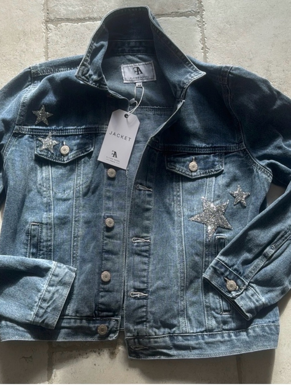 Star Denim Jacket - Light Blue -NWT medium